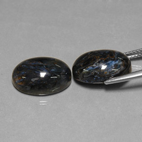 Gemas de pietersita negro natural de 12,70 ct, corte óvalo, opaco