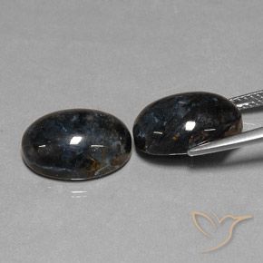 Gemas de Pietersita Negro natural de 12.68 ct, Ovalada, Opaco