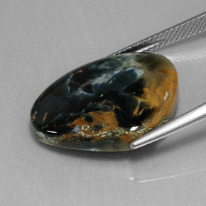 Pietersita multicolor natural de 13,40 ct, forma elegante, opaco