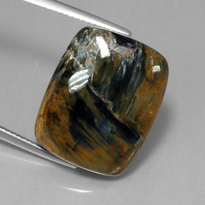 Pietersita multicolor natural de 18,44 ct, corte cojín, opaco
