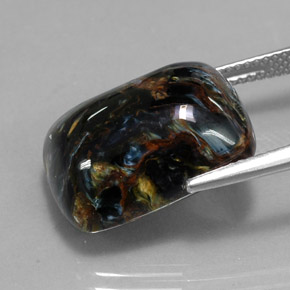 Pietersita multicolor natural de 14,92 ct, corte cojín, opaco