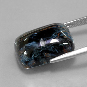 Pietersita multicolor natural de 15,47 ct, corte cojín, opaco