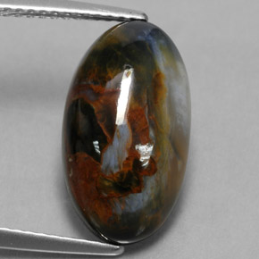Pietersita multicolor natural de 6,14 ct, corte óvalo, opaco