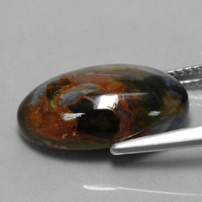 Pietersita multicolor natural de 6,14 ct, corte óvalo, opaco