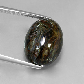 Pietersita multicolor natural de 12,67 ct, corte óvalo, opaco
