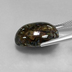 Pietersita multicolor natural de 12,67 ct, corte óvalo, opaco