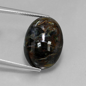 Pietersita multicolor natural de 12,53 ct, corte óvalo, opaco