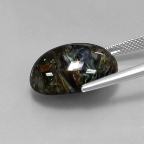 Pietersita multicolor natural de 12,53 ct, corte óvalo, opaco