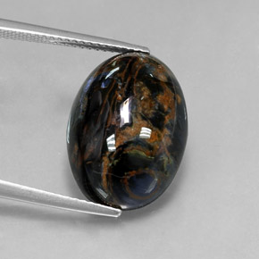 Pietersita Multicolor natural de 12.85 ct, Corte Óvalo, Opaco