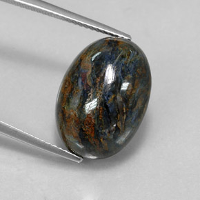 Pietersita multicolor natural de 12,48 ct, corte óvalo, opaco