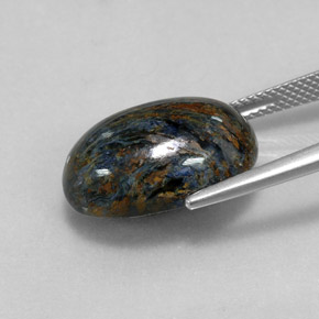Pietersita multicolor natural de 12,48 ct, corte óvalo, opaco