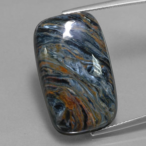 Pietersita multicolor natural de 22,09 ct, baguette, opaco