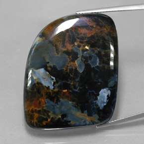 Pietersita multicolor natural de 57,58 ct, forma elegante, opaco