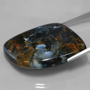Pietersita multicolor natural de 57,58 ct, forma elegante, opaco