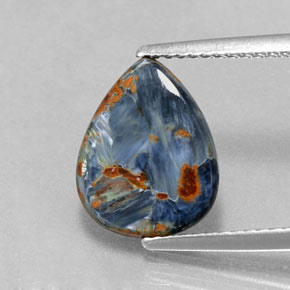 Pietersita multicolor natural de 1,84 ct, en forma de pera, opaco