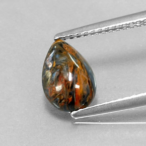 Pietersita multicolor natural de 1,11 ct, en forma de pera, opaco