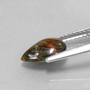 Pietersita multicolor natural de 1,11 ct, en forma de pera, opaco