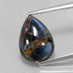 Pietersita multicolor natural de 4,76 ct, en forma de pera, opaco