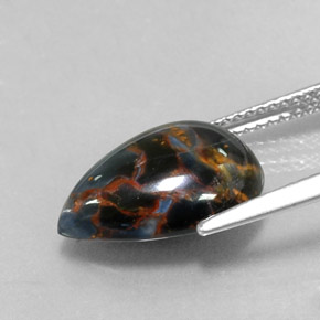 Pietersita multicolor natural de 4,76 ct, en forma de pera, opaco