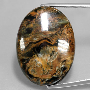 Pietersita multicolor natural de 32,92 ct, corte óvalo, opaco