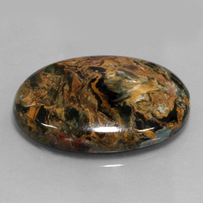 Pietersita multicolor natural de 32,92 ct, corte óvalo, opaco