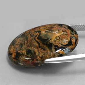 Pietersita multicolor natural de 32,92 ct, corte óvalo, opaco