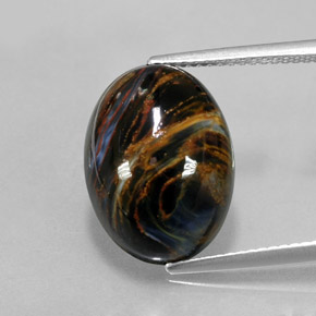 Pietersita Multicolor natural de 7.86 ct, Corte Óvalo, Opaco