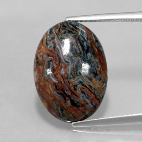 Pietersita multicolor natural de 6,85 ct, corte óvalo, opaco