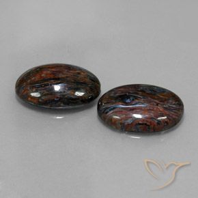 Gemas de Pietersita Negro natural de 16.77 ct, Ovalada, Opaco
