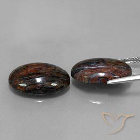 Gemas de Pietersita Negro natural de 16.77 ct, Ovalada, Opaco