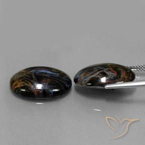 Gemas de Pietersita Negro natural de 15.26 ct, Corte Óvalo, Opaco