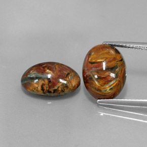 Gemas de pietersita multicolor natural de  ct, corte óvalo, opaco