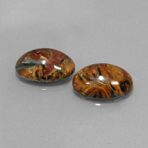 Gemas de pietersita multicolor natural de  ct, corte óvalo, opaco