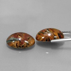 Gemas de pietersita multicolor natural de  ct, corte óvalo, opaco