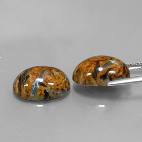 Gemas de pietersita multicolor natural de  ct, corte óvalo, opaco