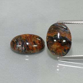 Gemas de pietersita multicolor natural de  ct, corte óvalo, opaco