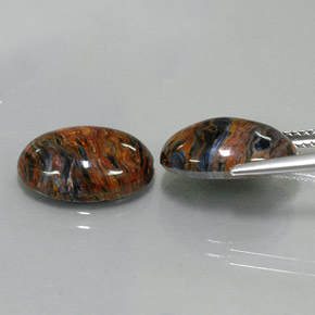 Gemas de pietersita multicolor natural de  ct, corte óvalo, opaco