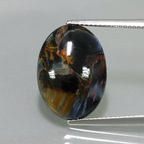 Pietersita multicolor natural de 7,40 ct, corte óvalo, opaco