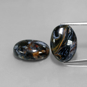 Gemas de pietersita multicolor natural de  ct, corte óvalo, opaco