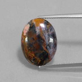 Pietersita multicolor natural de 4,33 ct, corte óvalo, opaco