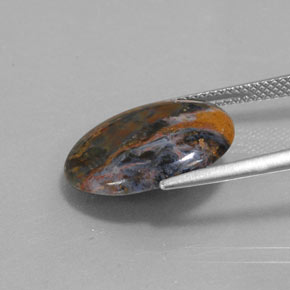 Pietersita multicolor natural de 4,33 ct, corte óvalo, opaco