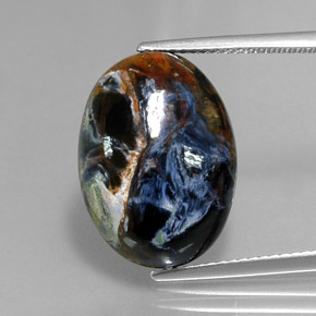 Pietersita multicolor natural de 11,36 ct, corte óvalo, opaco
