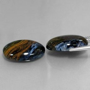 Gemas de pietersita multicolor natural de 17,13 ct, corte óvalo, opaco