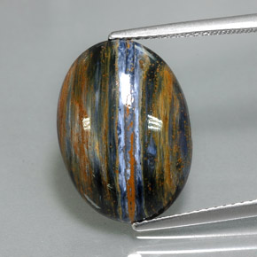 Pietersita multicolor natural de 7,66 ct, corte óvalo, opaco