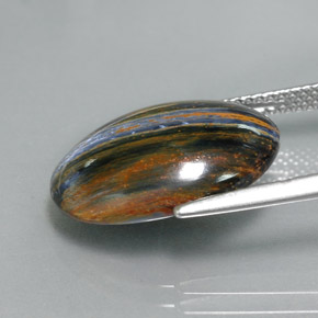 Pietersita multicolor natural de 7,66 ct, corte óvalo, opaco