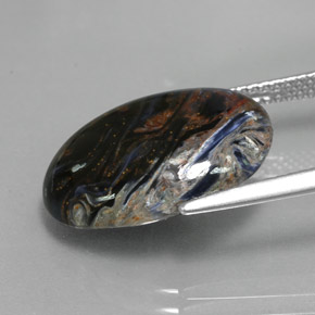 Pietersita multicolor natural de 7,94 ct, corte óvalo, opaco