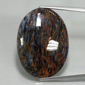 Pietersita multicolor natural de 21,37 ct, corte óvalo, opaco