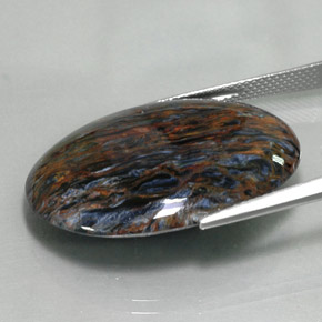 Pietersita multicolor natural de 21,37 ct, corte óvalo, opaco