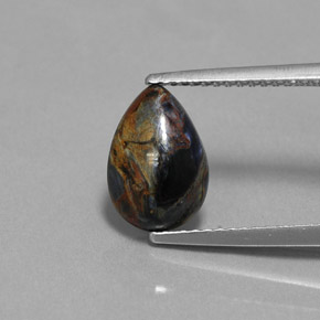 Pietersita multicolor natural de 2,07 ct, en forma de pera, opaco