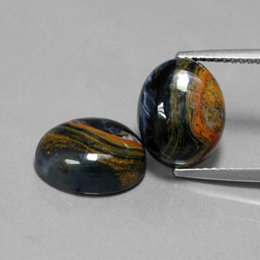 Gemas de pietersita multicolor natural de  ct, corte óvalo, opaco
